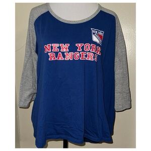 New York Rangers Ladies Plus Size 3/4 Sleeve Tee, Sz 4XL